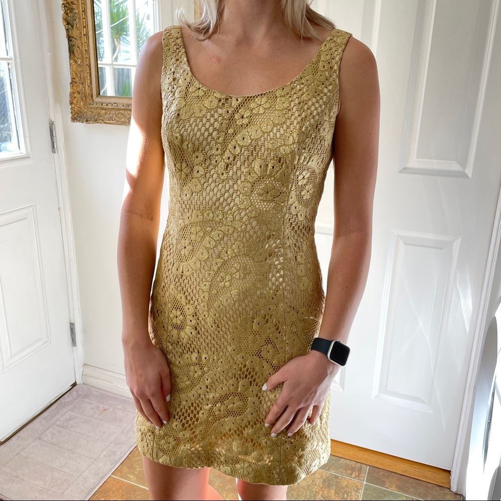 Lilly Pulitzer Gold Lace Dress